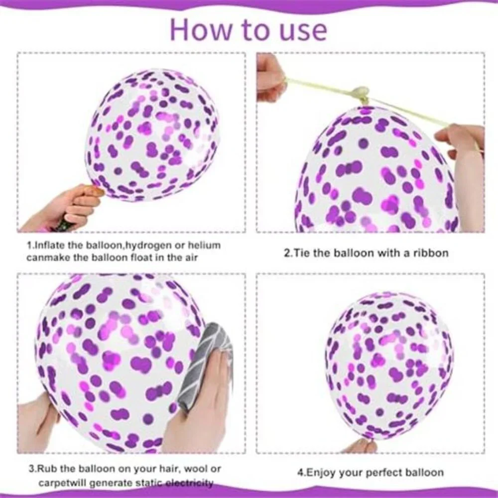 Pink Purple Balloons 50 Pack 12 Inch Confetti Metallic Latex Party Decorations